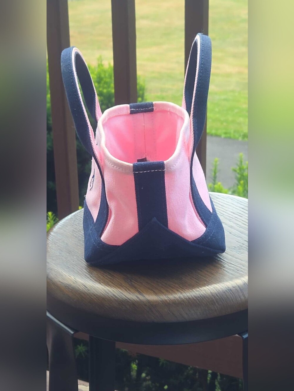 Polo Ralph Lauren Mini Canvas Tote Bag Pink & Navy - Picture 11 of 12